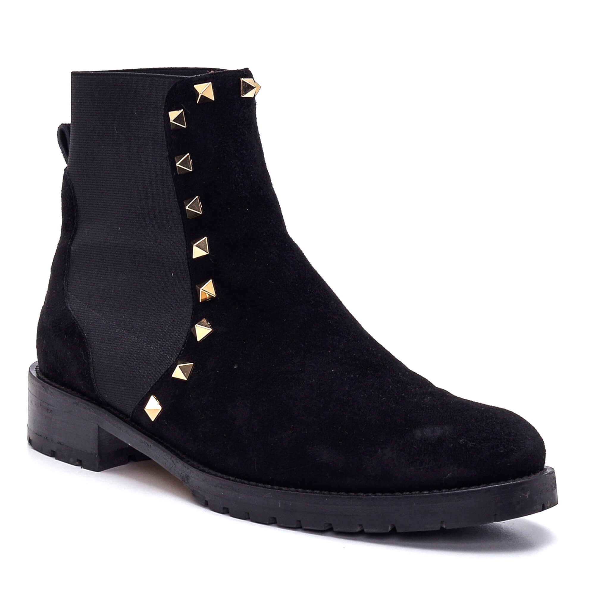  Valentino - Black Suede & Gold Rockstud Boots